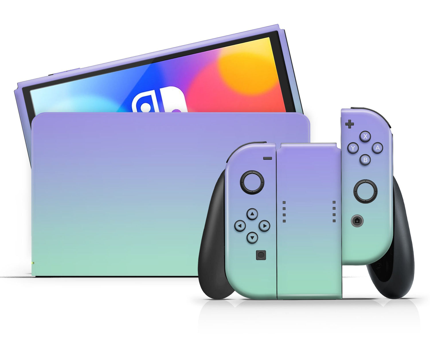 Lux Skins Nintendo Switch OLED Pastel Lavender Teal Gradient Classic no logo Skins - Solid Colours Gradient Skin