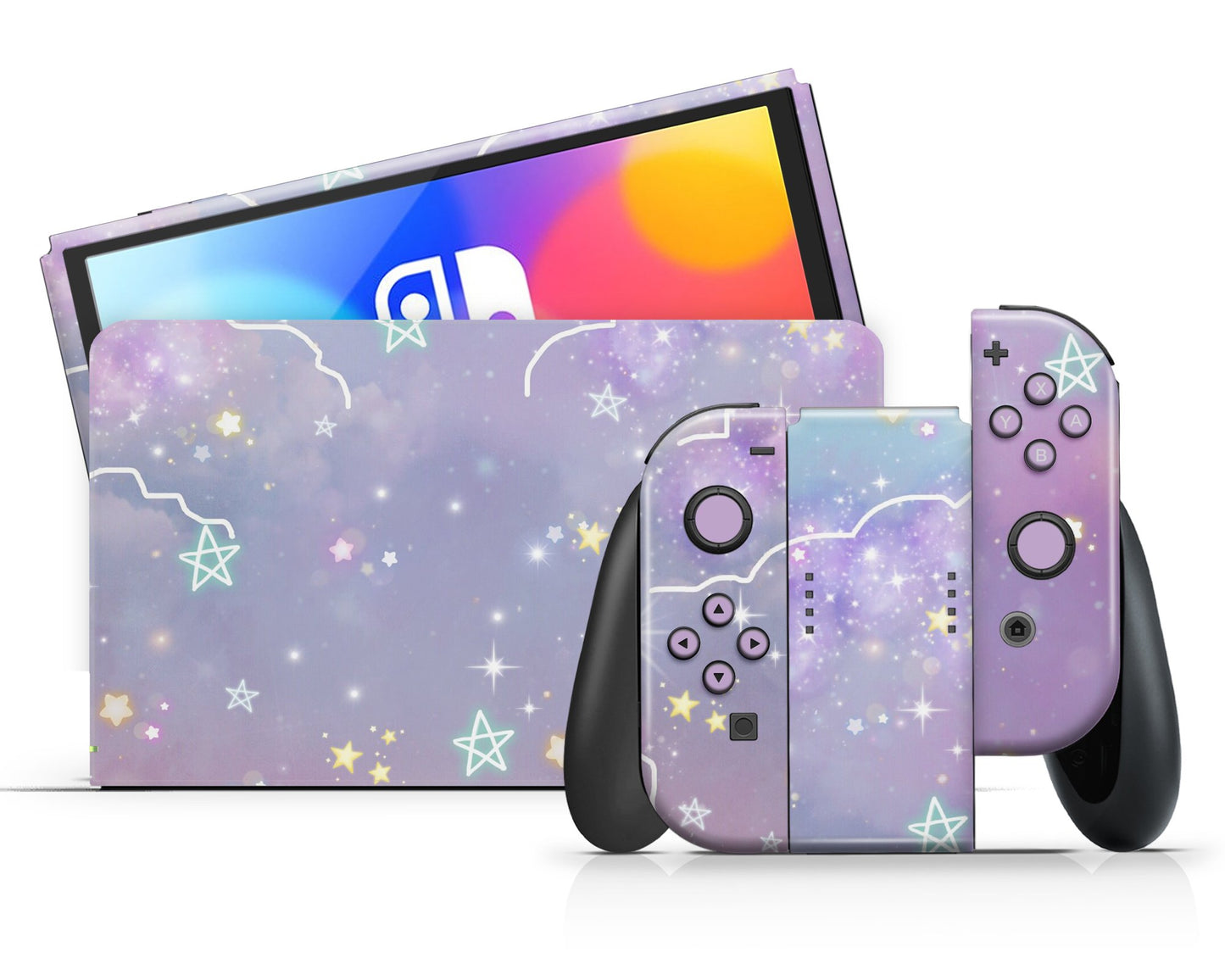 Lux Skins Nintendo Switch OLED Pastel Purple Galaxy Classic no logo Skins - Pattern Galaxy Skin