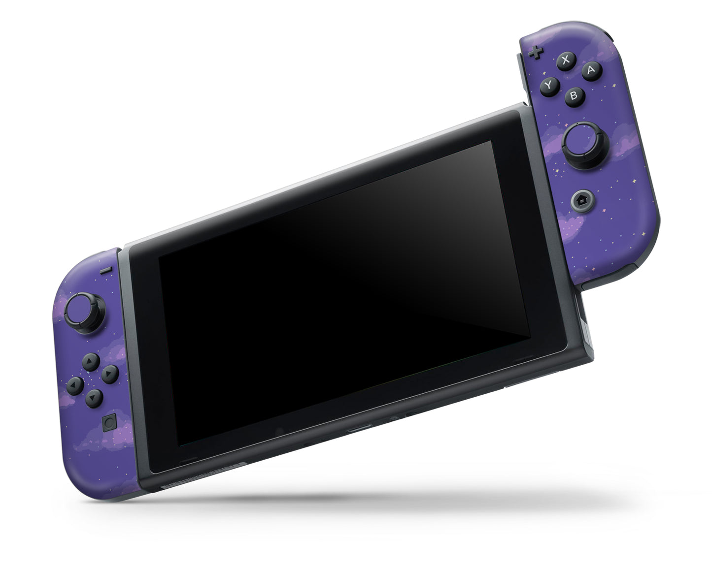 Purple Pixel Clouds Nintendo Switch OLED Skin