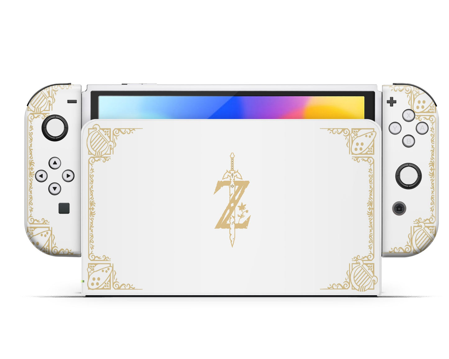 Lux Skins Nintendo Switch OLED Legend of Zelda White Gold Full Set Skins - Pop culture Zelda Skin