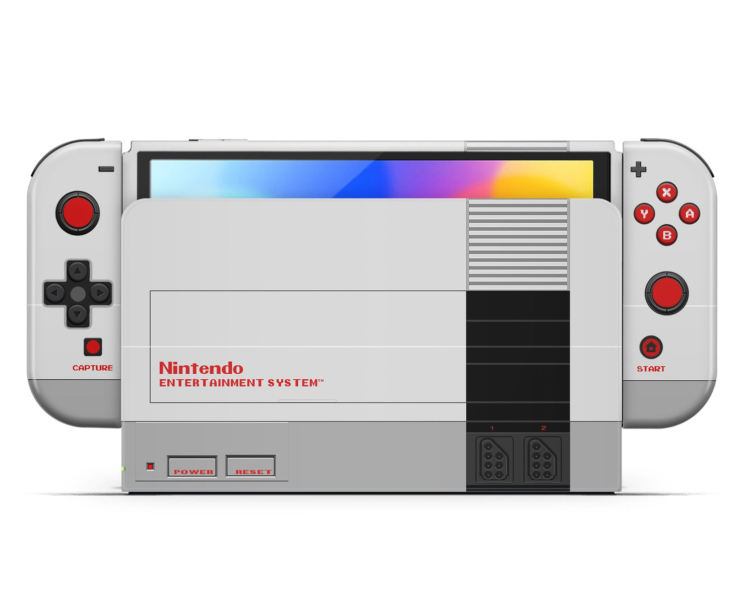 Lux Skins Nintendo Switch OLED Retro NES Full Set Skins - Pop culture Retro Skin