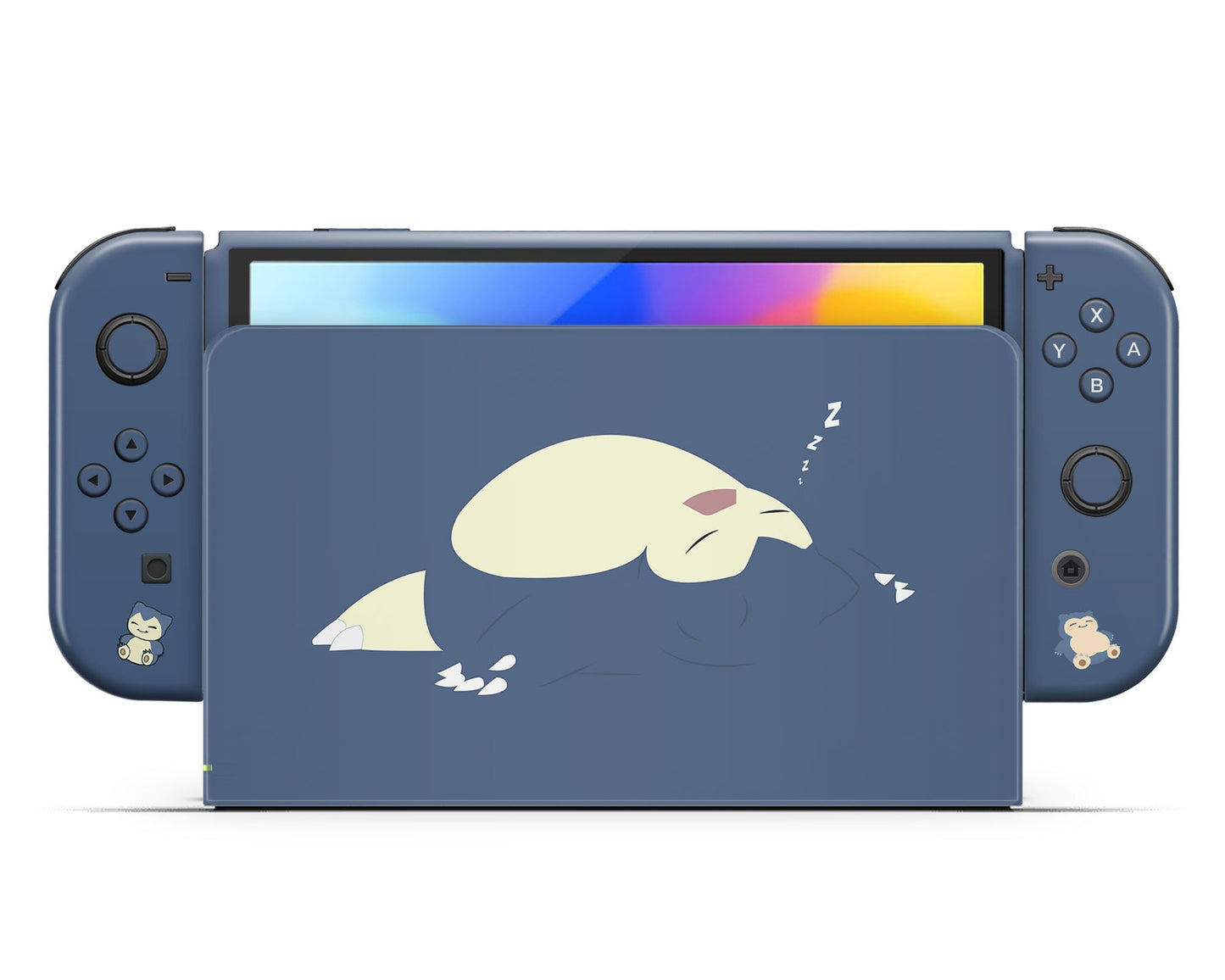 Lux Skins Nintendo Switch OLED Pokemon Snorlax Navy Blue Full Set Skins - Pop culture Pokemon Skin