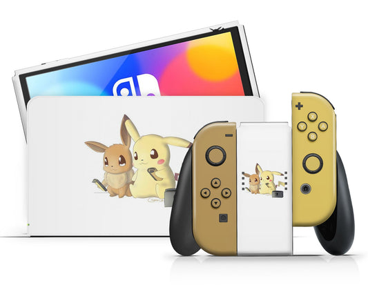 Lux Skins Nintendo Switch OLED Pokemon Pikachu & Eevee Gaming Full Set Skins - Pop culture Pokemon Skin