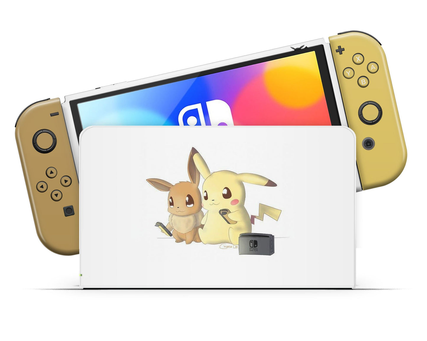 Lux Skins Nintendo Switch OLED Pokemon Pikachu & Eevee Gaming Full Set Skins - Pop culture Pokemon Skin
