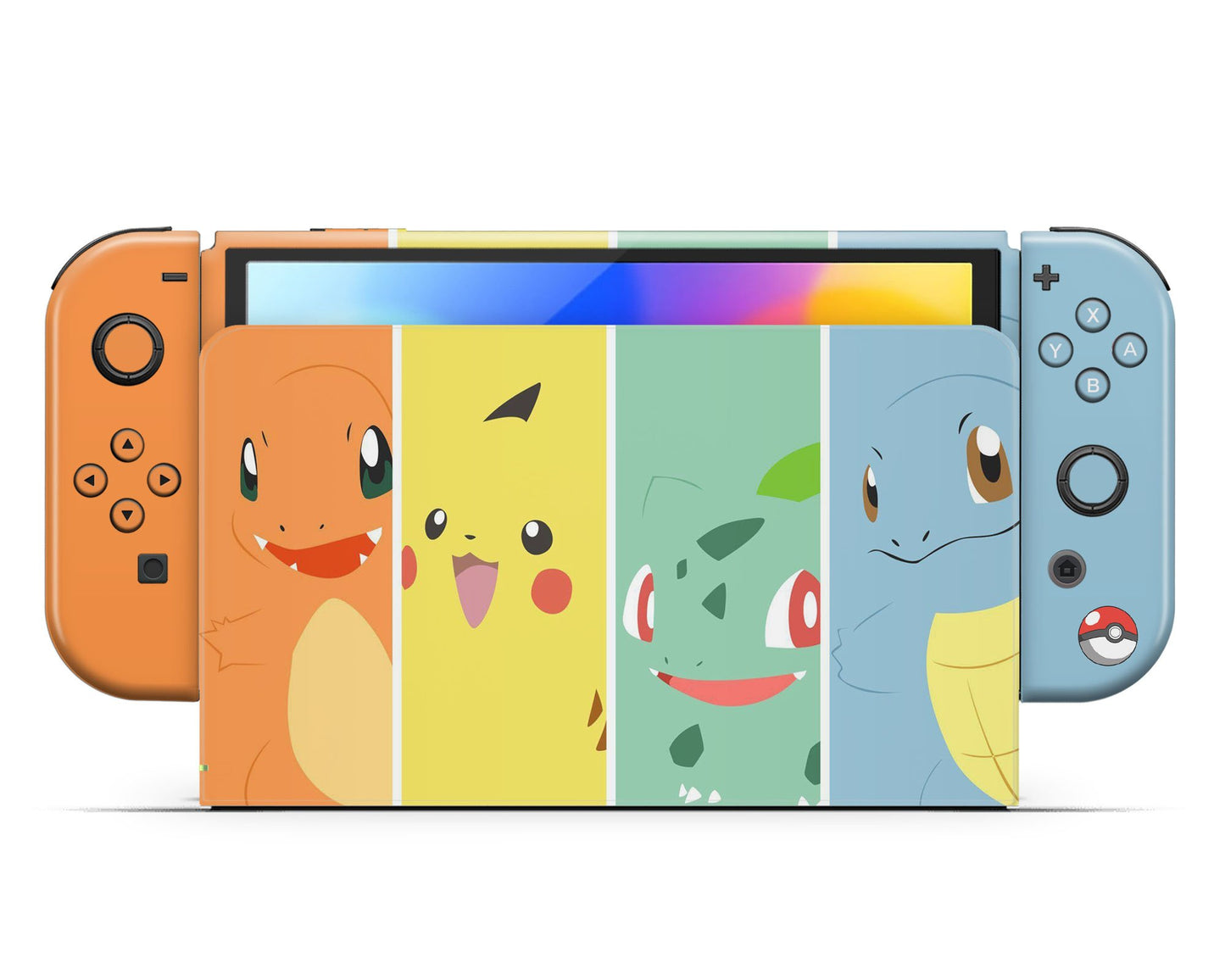Lux Skins Nintendo Switch OLED Pokemon Kanto Starter Full Set Skins - Pop culture Pokemon Skin