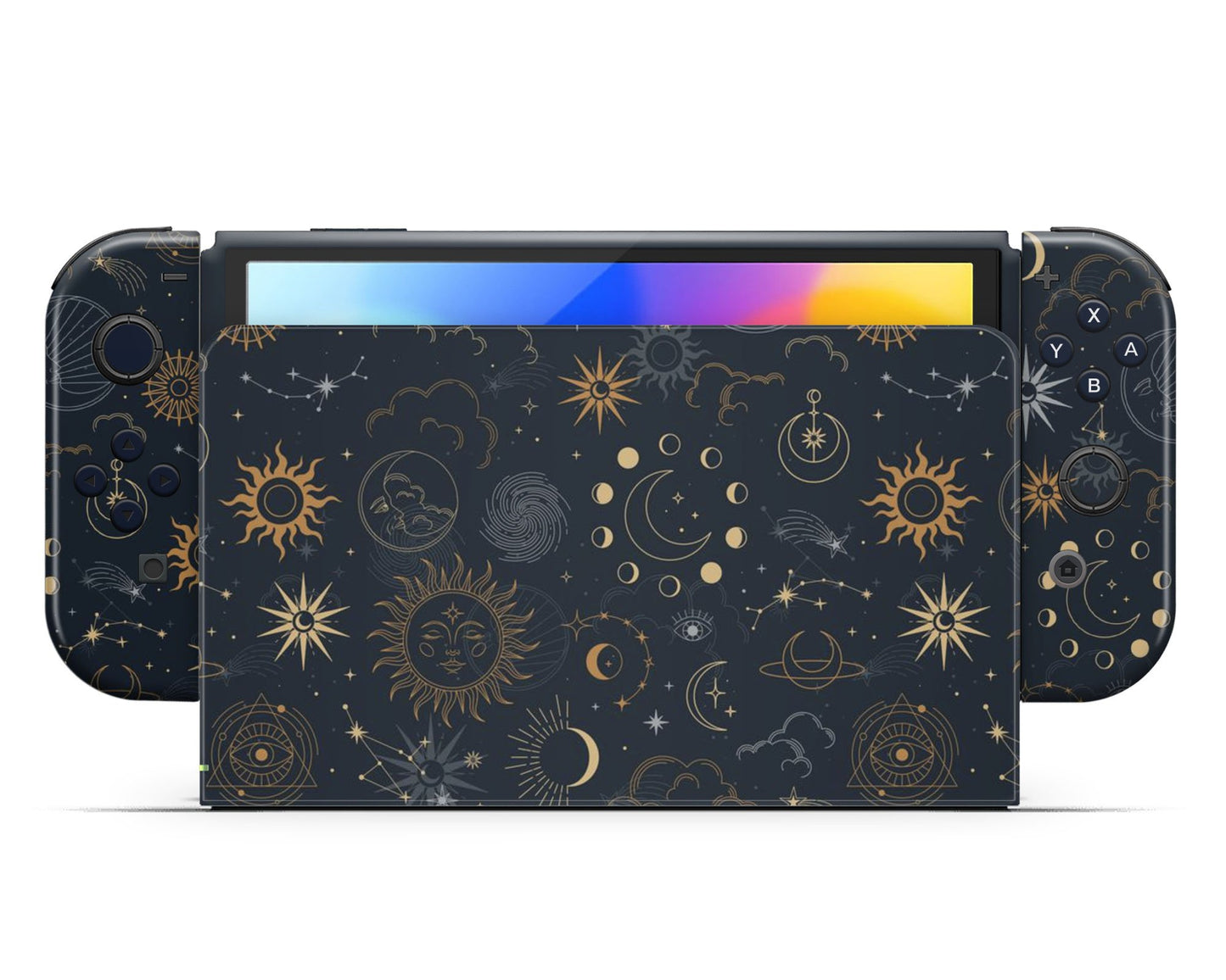 Lux Skins Nintendo Switch OLED Constellation Stargazing Night Full Set Skins - Pattern Galaxy Skin