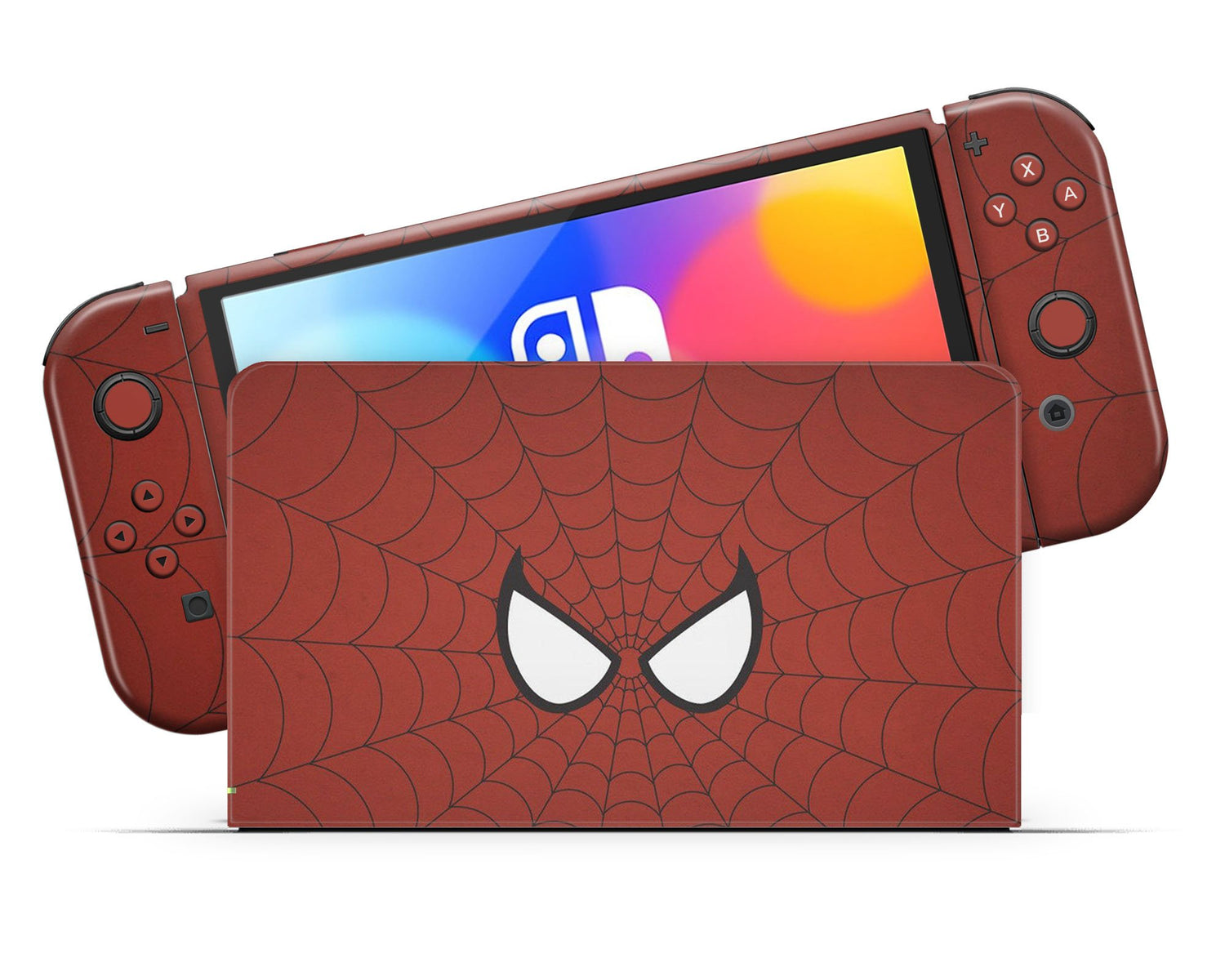 Curiosidad Montañas climáticas Personas con discapacidad auditiva Red Spiderman Webbing Nintendo Switch OLED Skin – Lux Skins Official