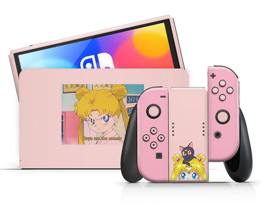 Lux Skins Nintendo Switch OLED Sailor Moon Boys Are the Enemy Full Set Skins - Pop culture Sailor Moon Skin