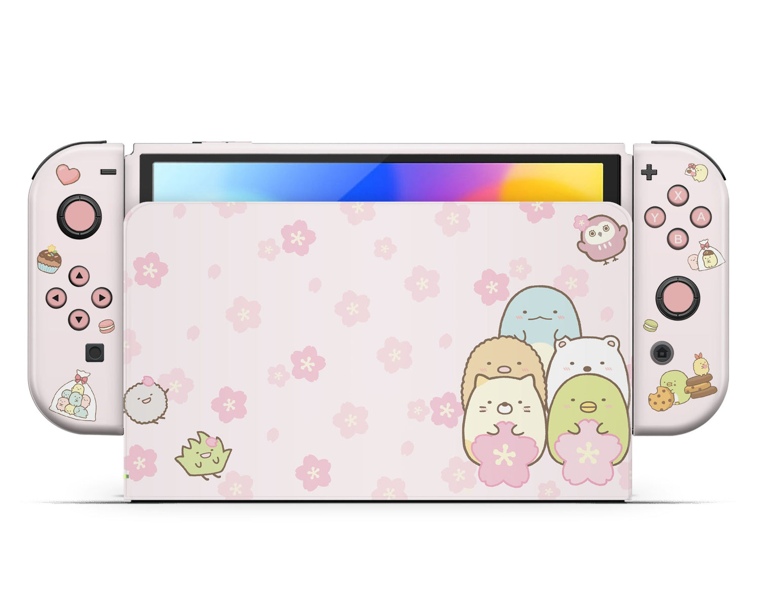Lux Skins Nintendo Switch OLED Sumikko Gurashi Pink Full Set Skins - Pop Culture Sumikko Gurashi Skin