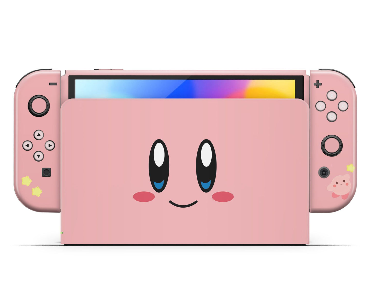Lux Skins Nintendo Switch OLED Kirby Pastel Pink Full Set Skins - Pop culture Kirby Skin
