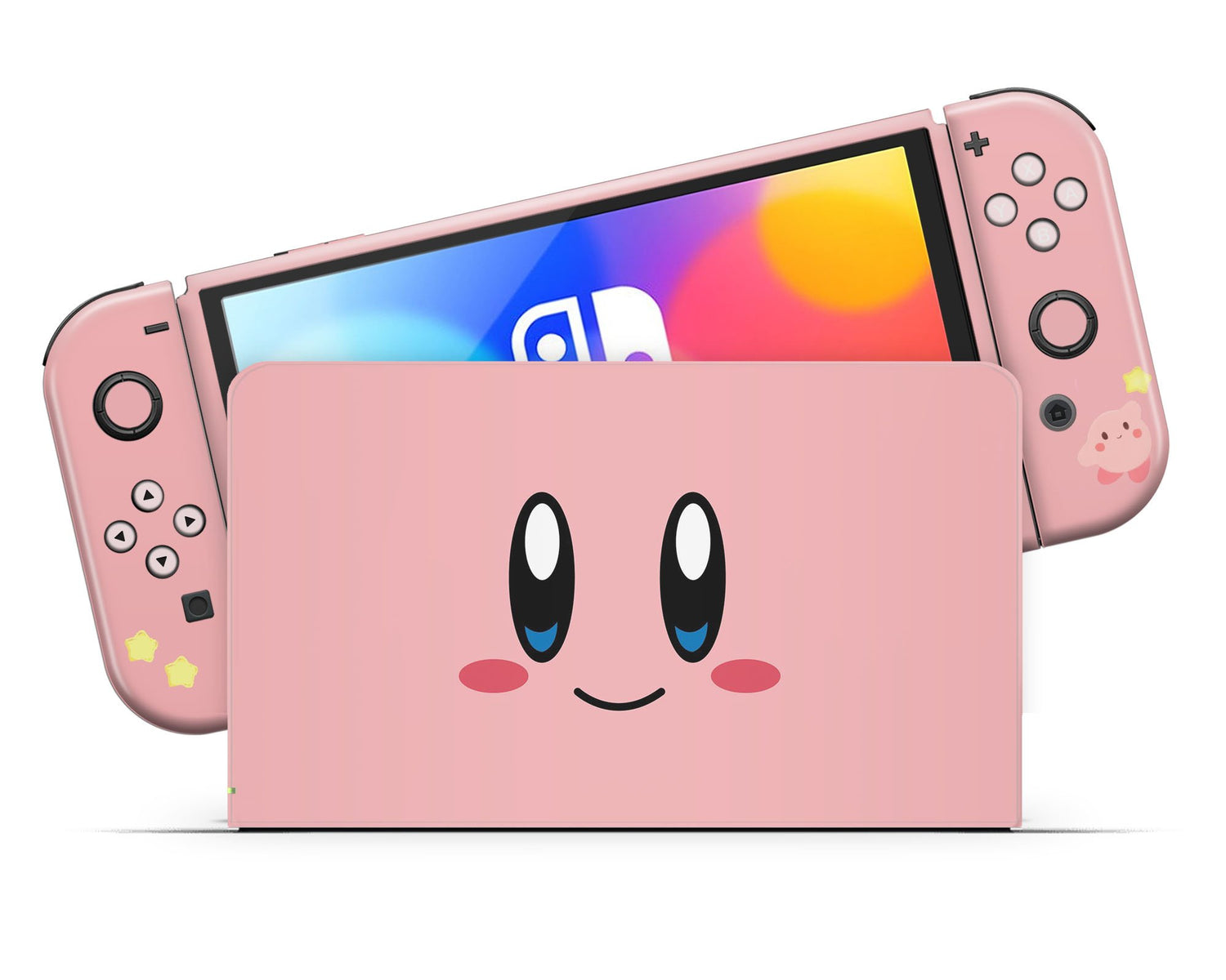 Lux Skins Nintendo Switch OLED Kirby Pastel Pink Full Set Skins - Pop culture Kirby Skin