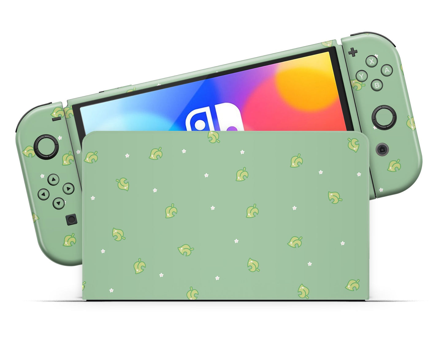 Lux Skins Nintendo Switch OLED Animal Crossing Leaf Classic no logo Skins - Pop culture Animal Crossing Skin