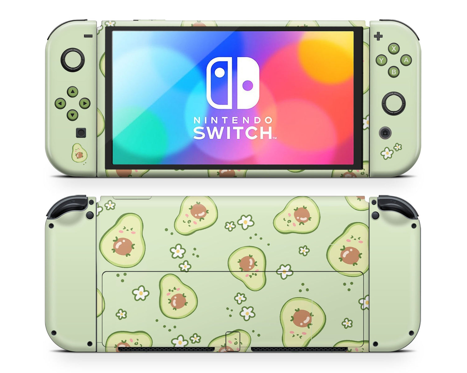 Lux Skins Nintendo Switch OLED Cute Avocado Pattern Full Set Skins - Art Fruits Skin