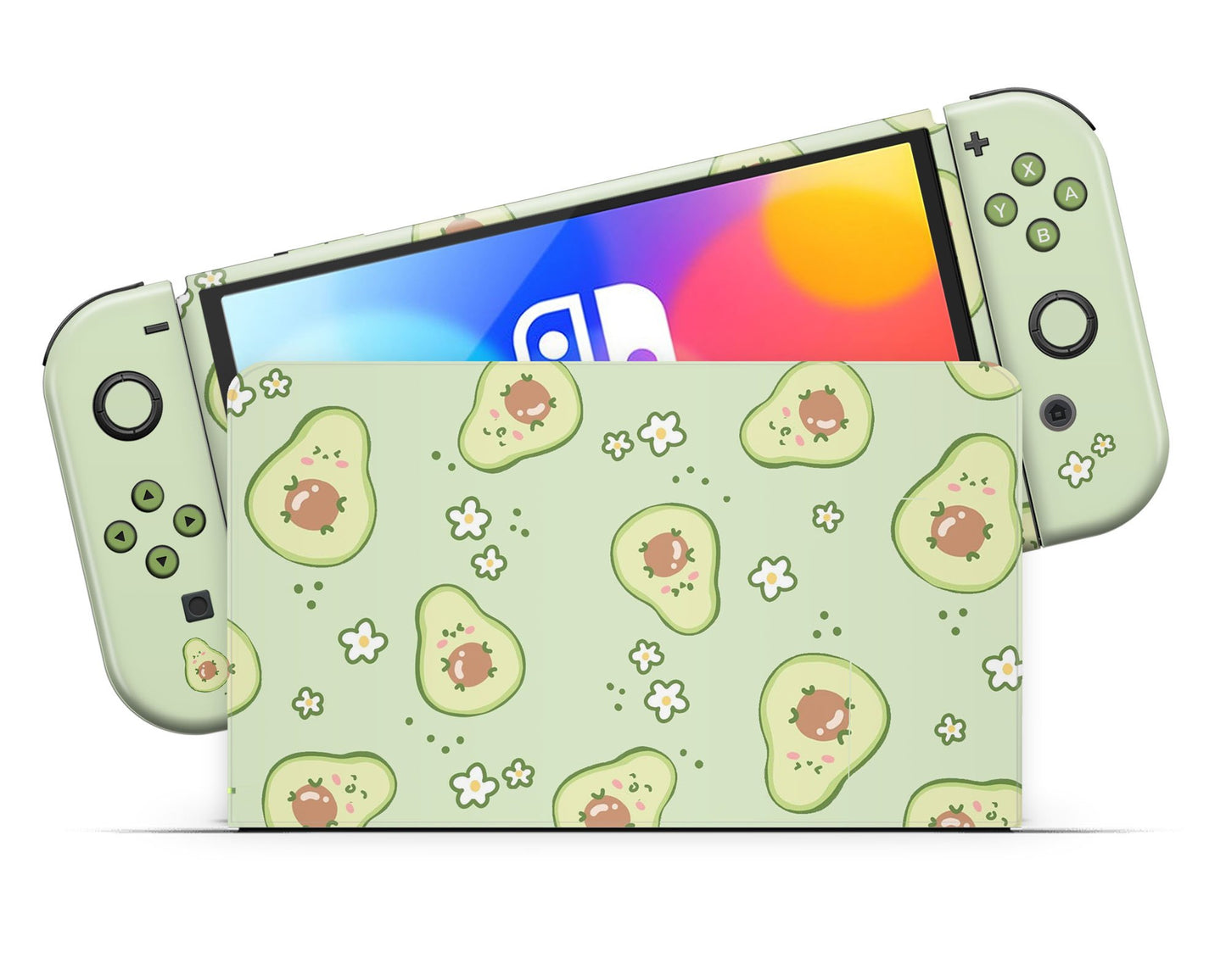 Lux Skins Nintendo Switch OLED Cute Avocado Pattern Full Set Skins - Art Fruits Skin