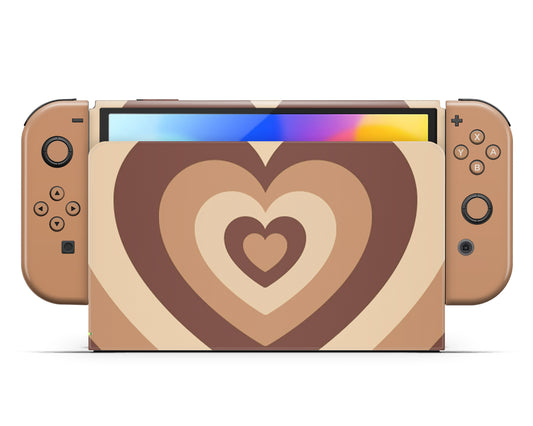 Latte Retro Hearts Nintendo Switch Skin