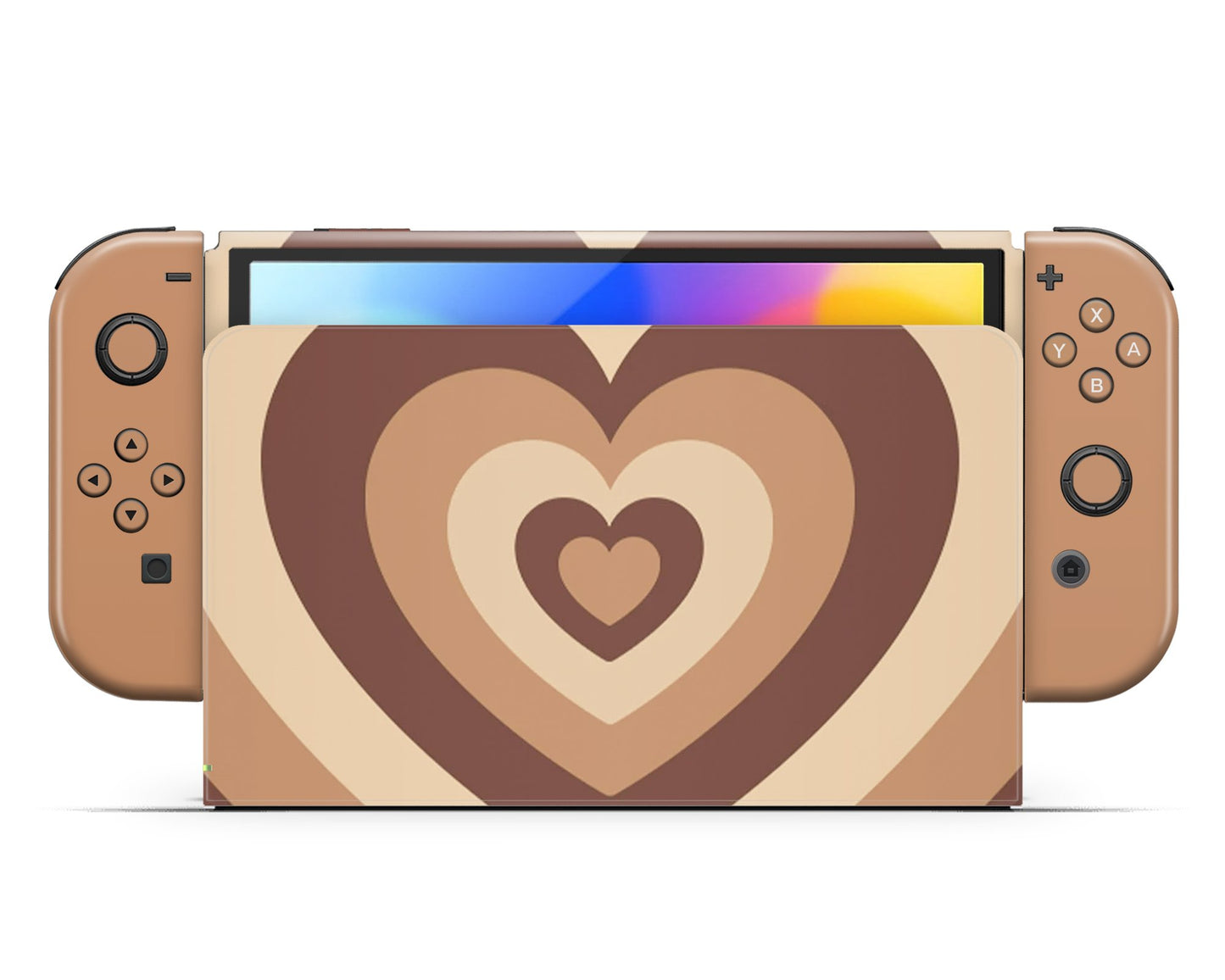 Latte Retro Hearts Nintendo Switch OLED Skin