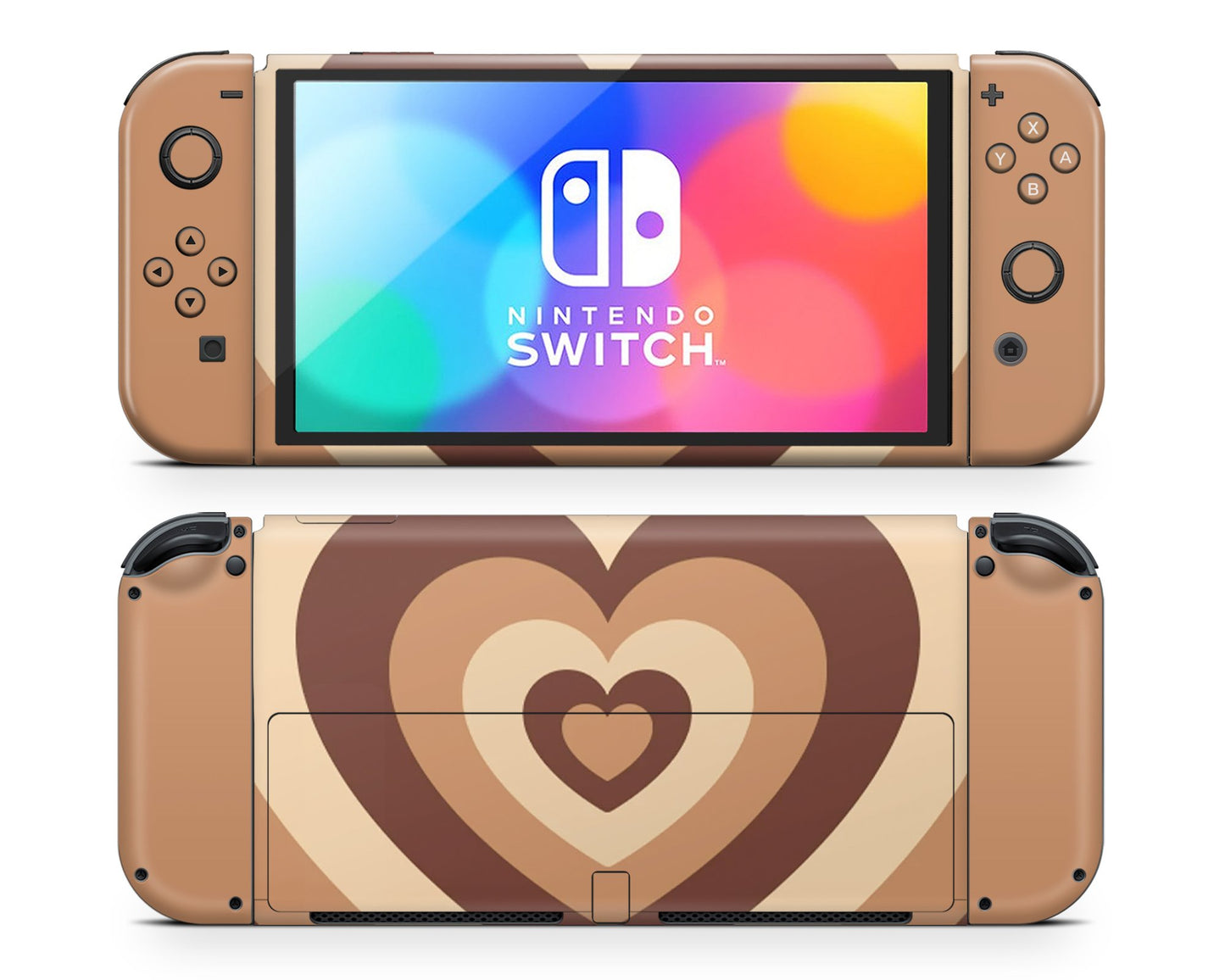 Latte Retro Hearts Nintendo Switch OLED Skin