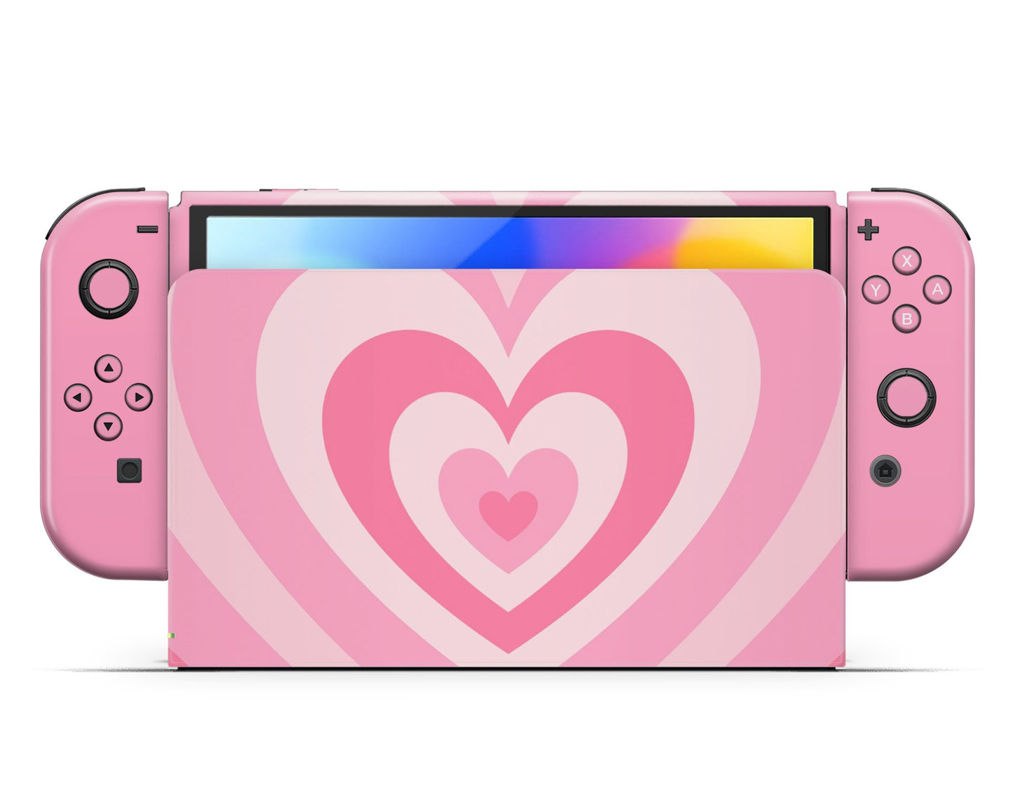 Pink Retro Hearts Nintendo Switch OLED Skin