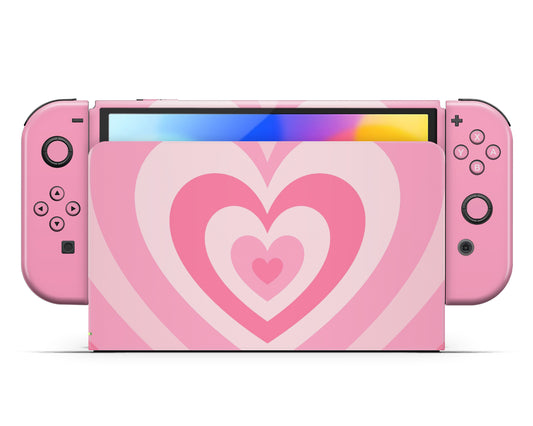Pink Retro Hearts Nintendo Switch Skin