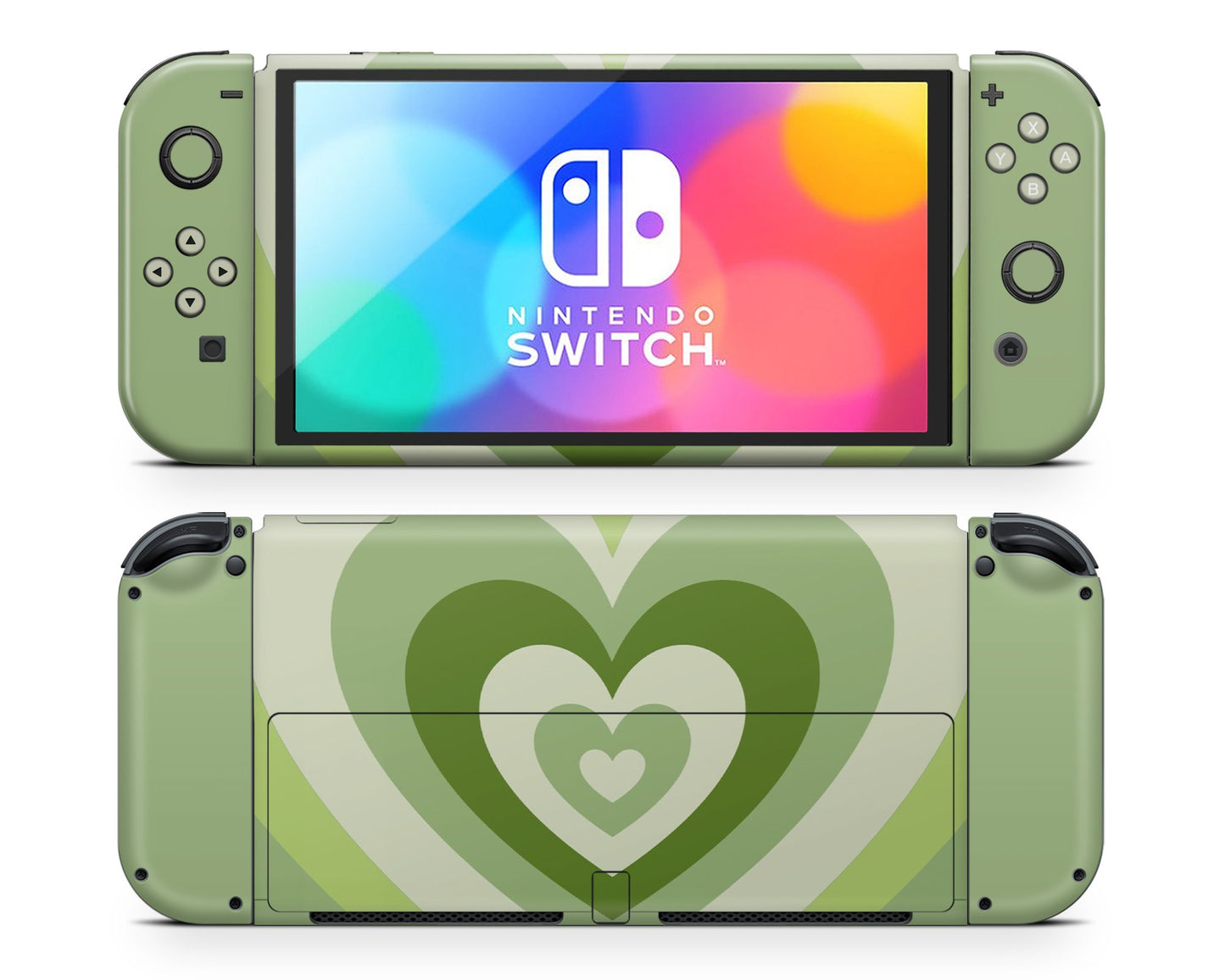 Matcha Retro Hearts Nintendo Switch OLED Skin