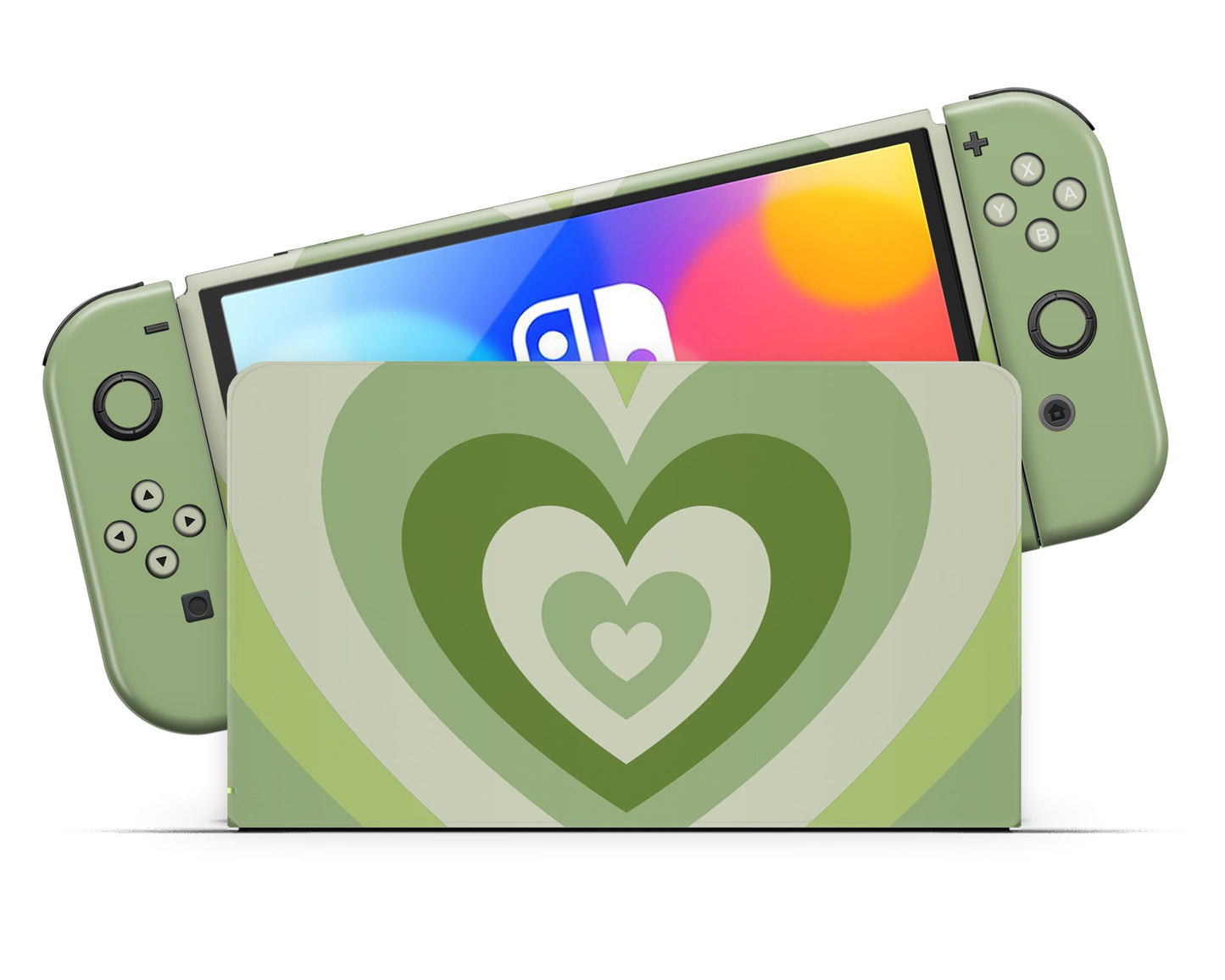 Matcha Retro Hearts Nintendo Switch OLED Skin