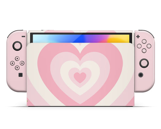 Pastel Pink Retro Hearts Nintendo Switch Skin