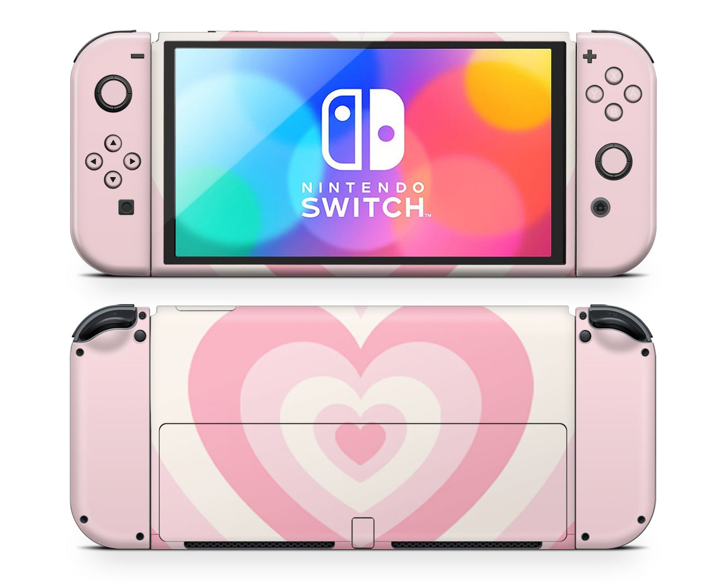 Pastel Pink Retro Hearts Nintendo Switch OLED Skin