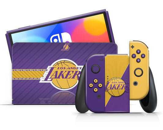 Lux Skins Nintendo Switch OLED LA Lakers Full Set Skins - Art Solid Colours Skin