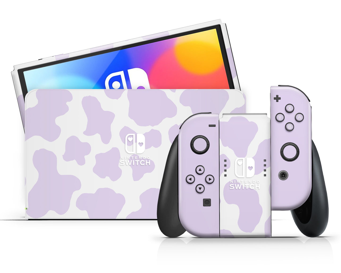Purple Cow Print Nintendo Switch OLED Skin