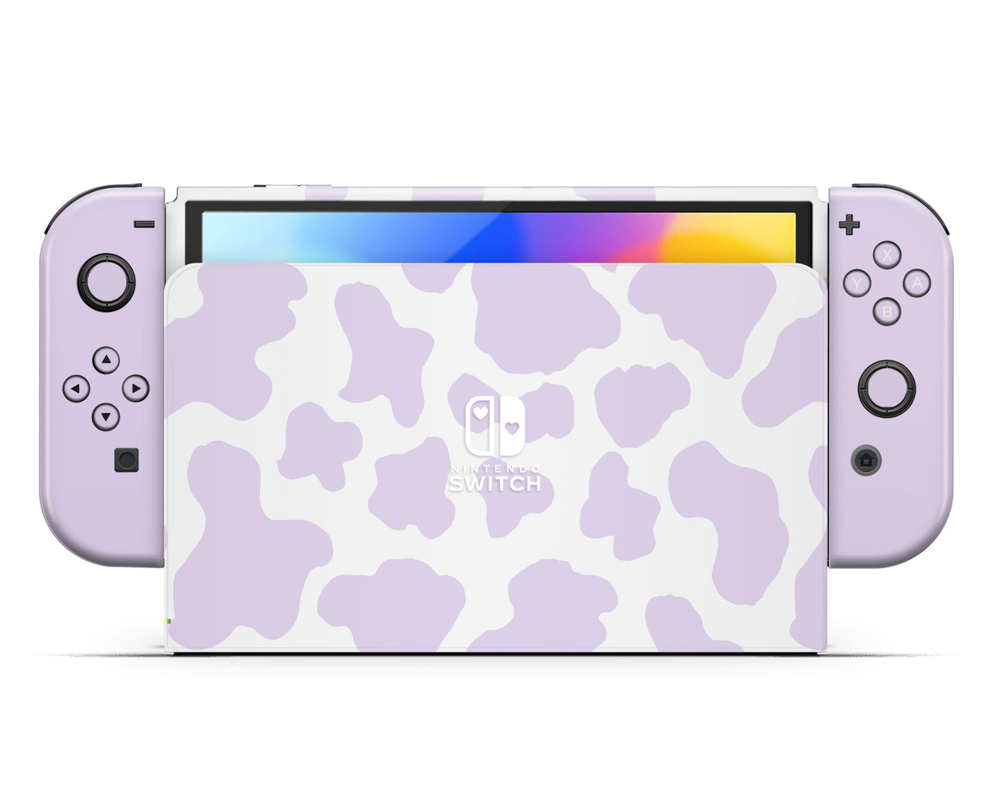 Purple Cow Print Nintendo Switch OLED Skin