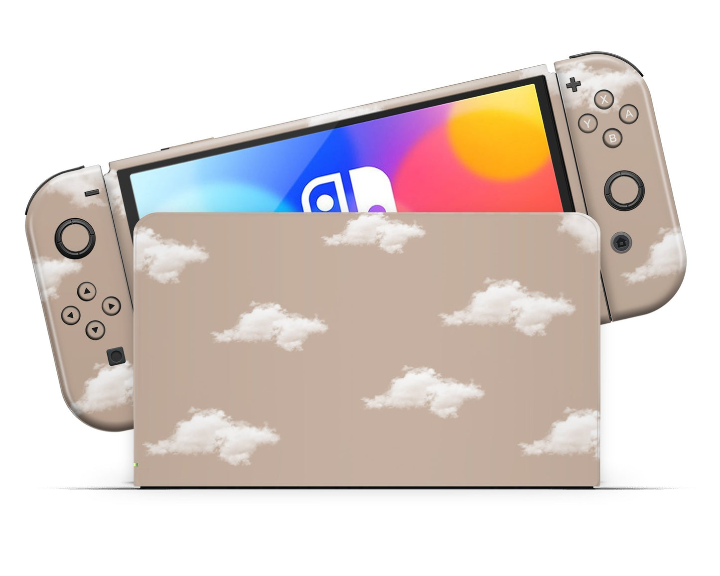 Beige Clouds Nintendo Switch OLED Skin