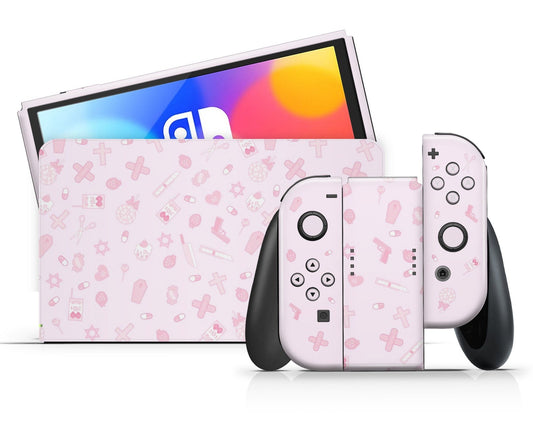 Lux Skins Nintendo Switch OLED I Love Pink Classic no logo Skins - Art Artwork Skin