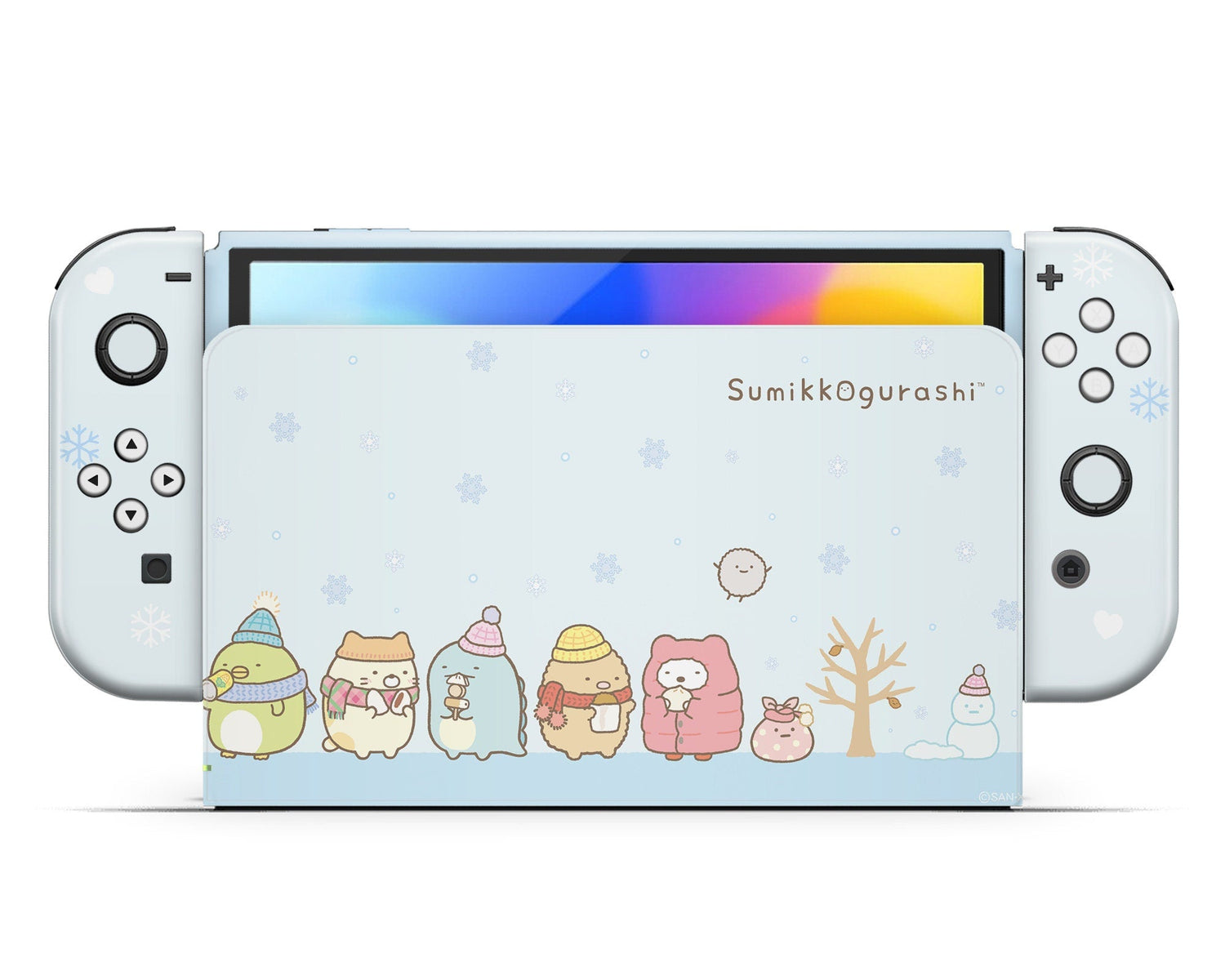 Lux Skins Nintendo Switch OLED Sumikko Gurashi Winter Snow Blue Full Set Skins - Pop culture Sumikko Gurashi Skin