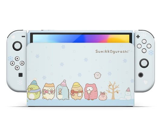 Sumikko Gurashi Winter Snow Blue Nintendo Switch Skin