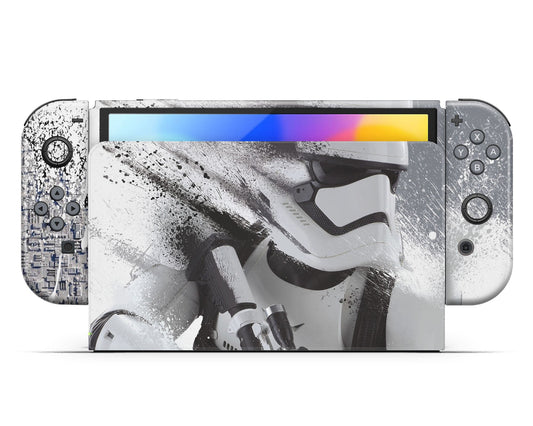 Lux Skins Nintendo Switch OLED Star Wars Stormtrooper White Full Set +Tempered Glass Skins - Pop culture Star Wars Skin