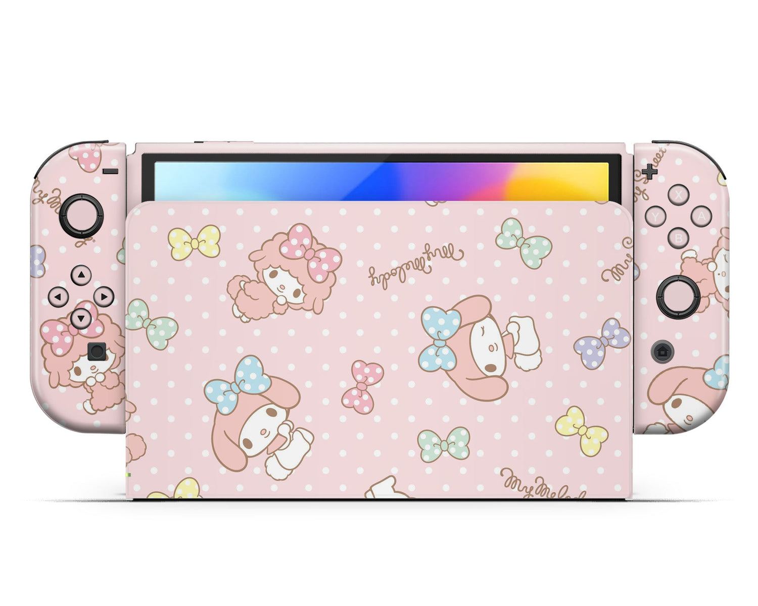 Lux Skins Nintendo Switch OLED My Melody Pink Full Set +Tempered Glass Skins - Pop culture Sanrio Skin