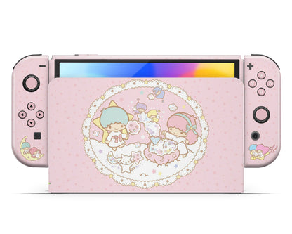 Lux Skins Nintendo Switch OLED Little Twin Star Pink Full Set +Tempered Glass Skins - Pop culture My Little Twin Star Skin