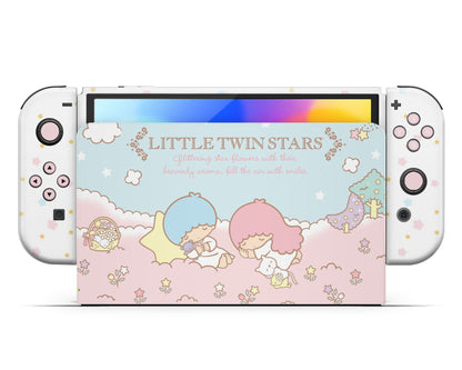 Lux Skins Nintendo Switch OLED Little Twin Star Dreamy White Full Set +Tempered Glass Skins - Pop culture My Little Twin Star Skin
