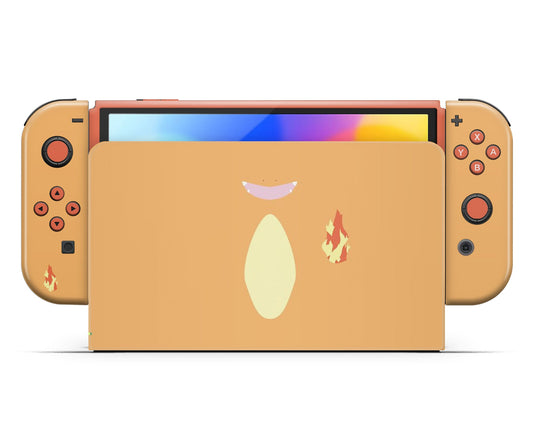 Lux Skins Nintendo Switch OLED Pokemon Charmander Minimalist Full Set +Tempered Glass Skins - Pop culture Pokemon Skin