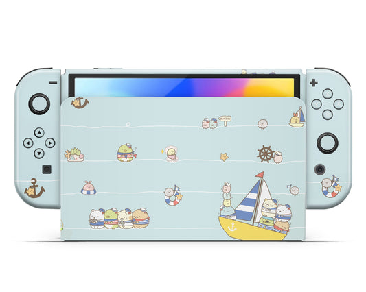 Lux Skins Nintendo Switch OLED Sumikko Gurashi Set Sail Full Set +Tempered Glass Skins - Pop culture Sumikko Gurashi Skin