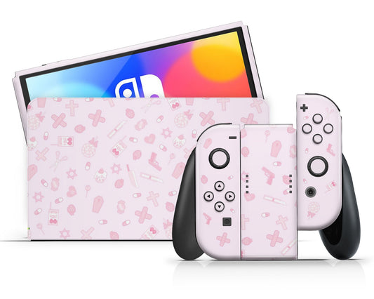 Lux Skins Nintendo Switch OLED Yami I Love Pink Full Set Skins - Art Artwork Skin