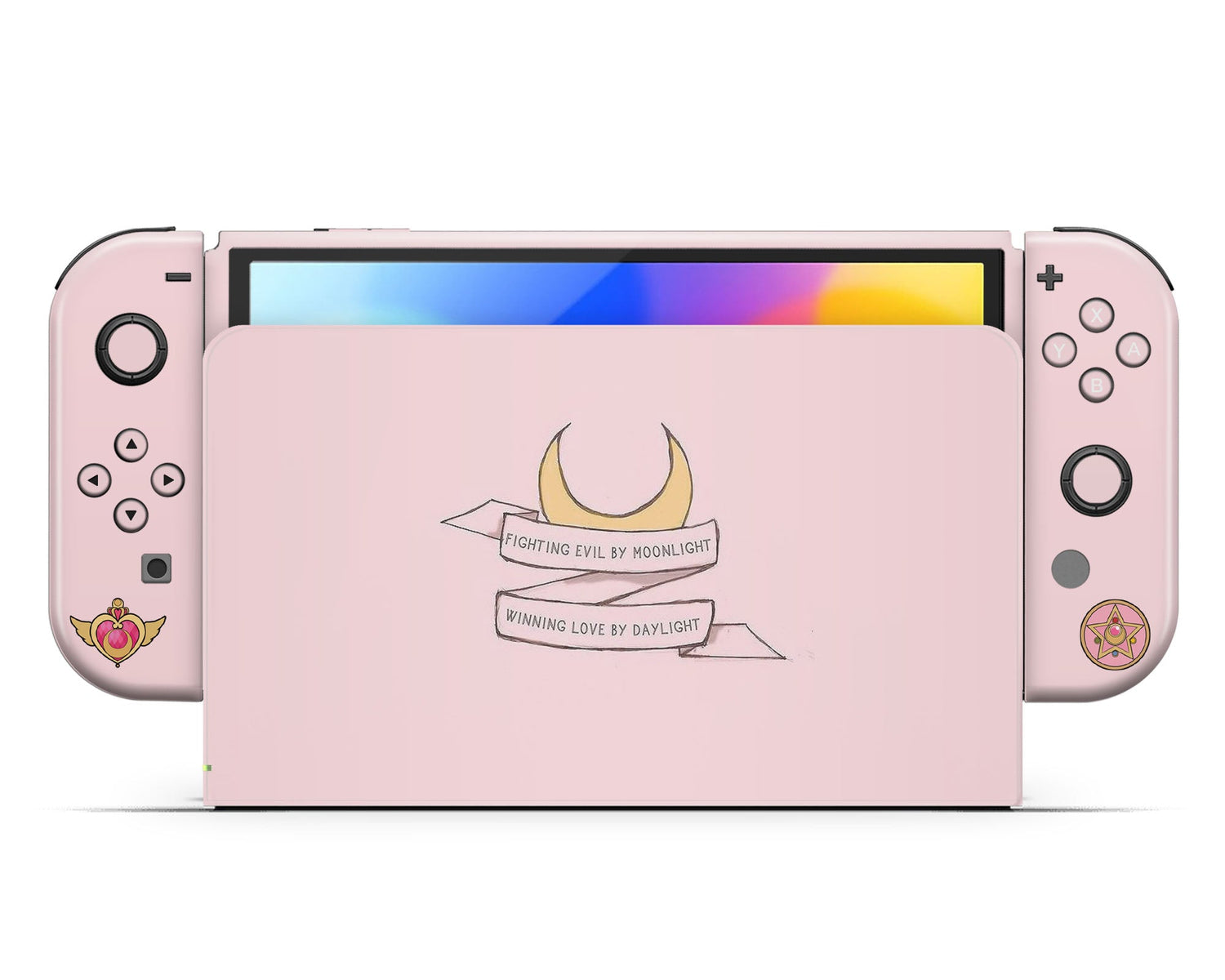 Lux Skins Nintendo Switch OLED Sailor Moon Fighting Evil By Moonlight Full Set +Tempered Glass Skins - Pop culture Sailor Moon Skin