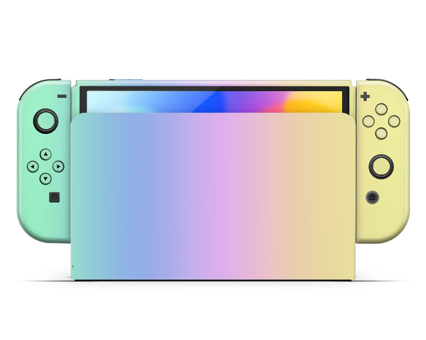 Lux Skins Nintendo Switch OLED Pastel Rainbow Gradient Full Set +Tempered Glass Skins - Solid Colours Gradient Skin