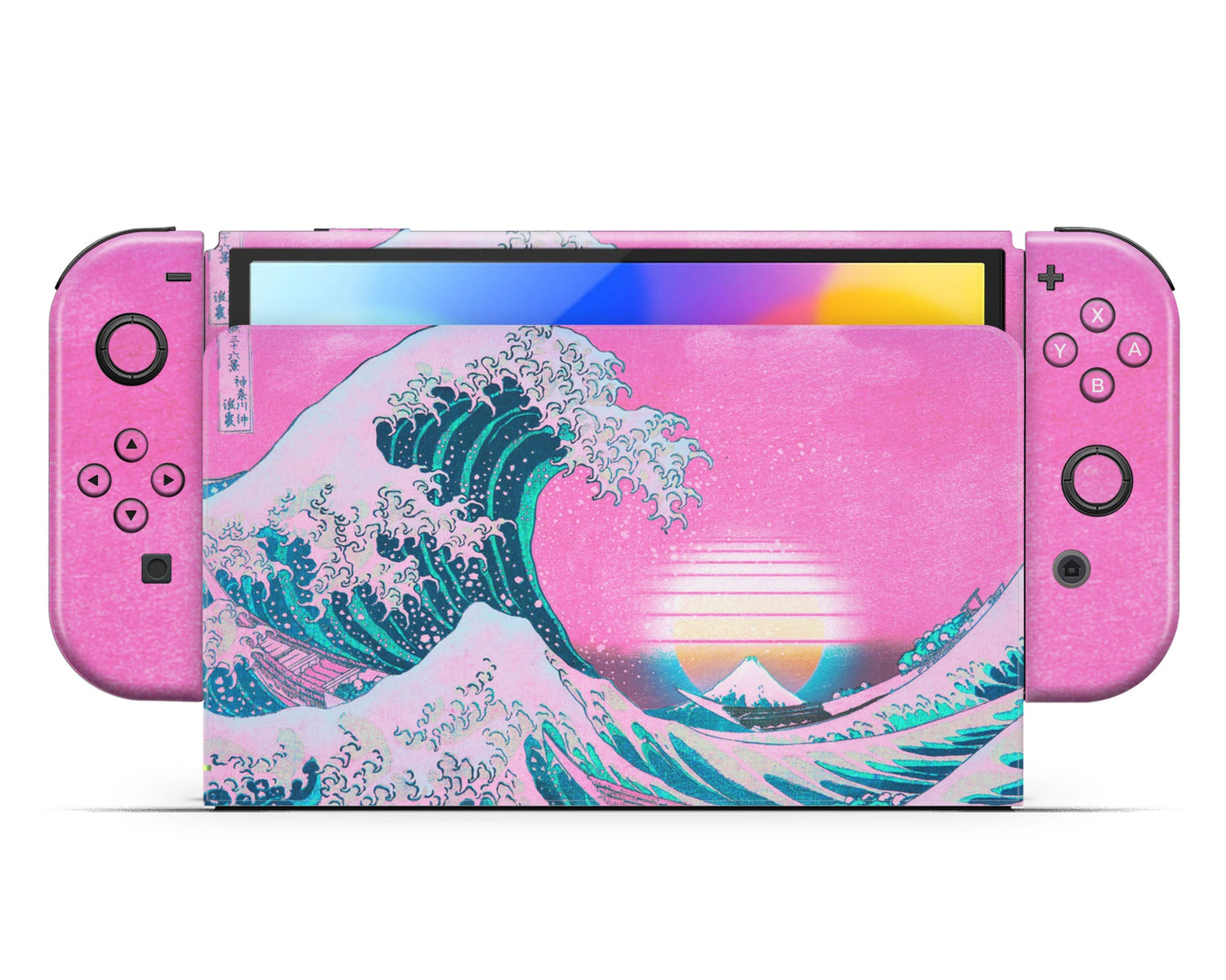 Lux Skins Nintendo Switch OLED Great Wave off Kanagawa Full Set +Tempered Glass Skins - Art Artwork Skin