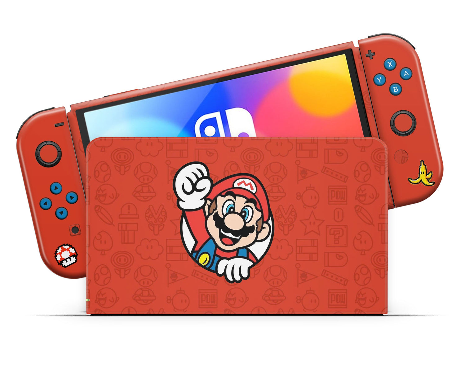 Lux Skins Nintendo Switch OLED Mario Minimalist Full Set Skins - Pop Culture Mario Skin