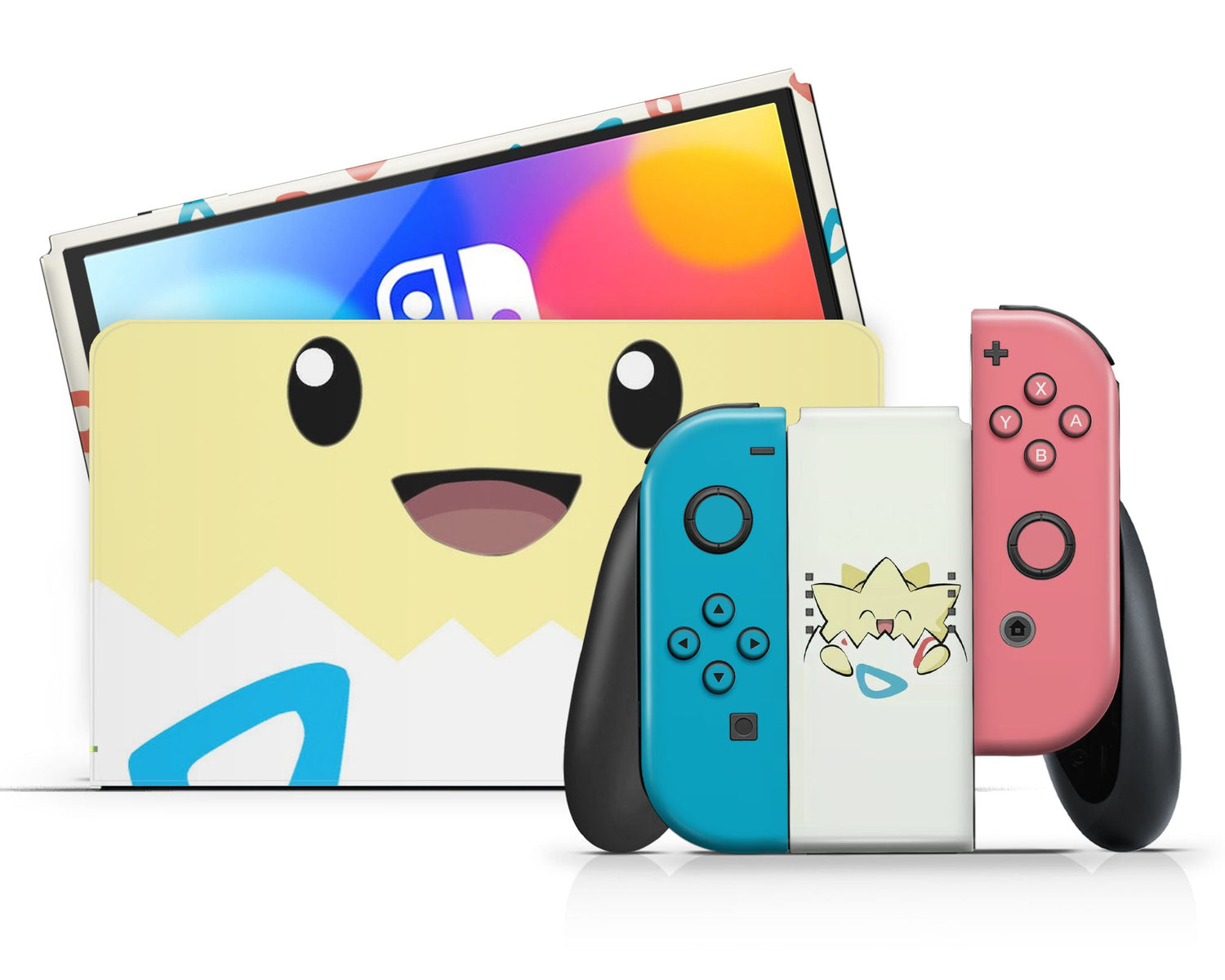 Lux Skins Nintendo Switch OLED Pokemon Togepi Cute Full Set +Tempered Glass Skins - Pop culture Pokemon Skin