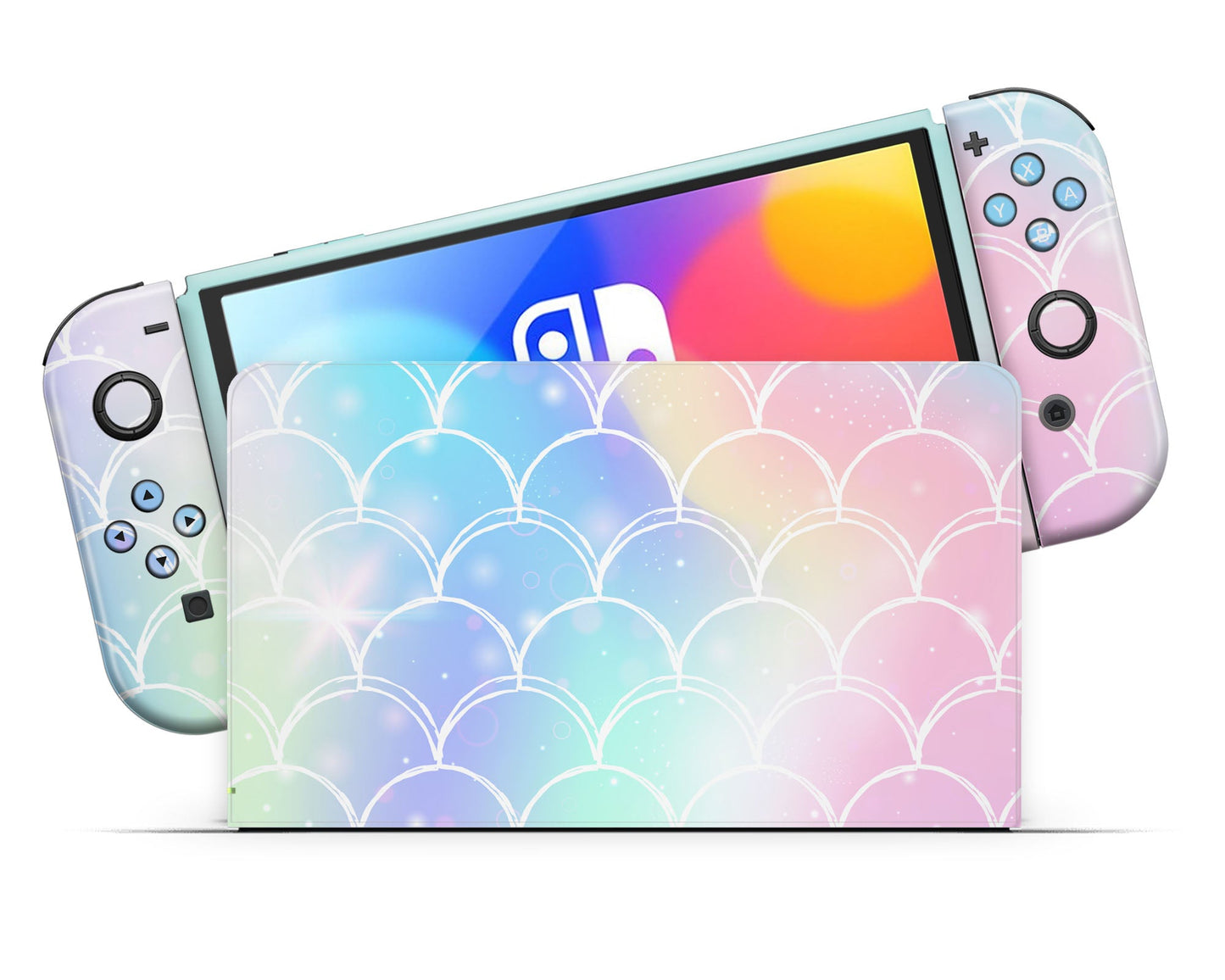 Lux Skins Nintendo Switch OLED Iridescent Pastel Mermaid Classic no logo Skins - Pattern Abstract Skin