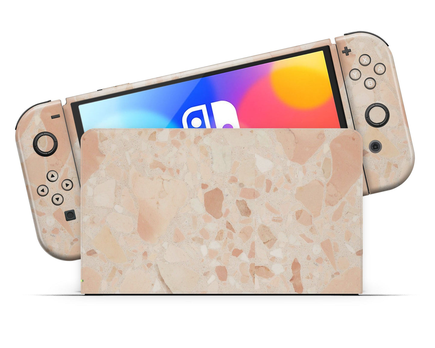 Lux Skins Nintendo Switch OLED Rosy Blush Terrazzo Classic no logo Skins - Pattern Marble Skin