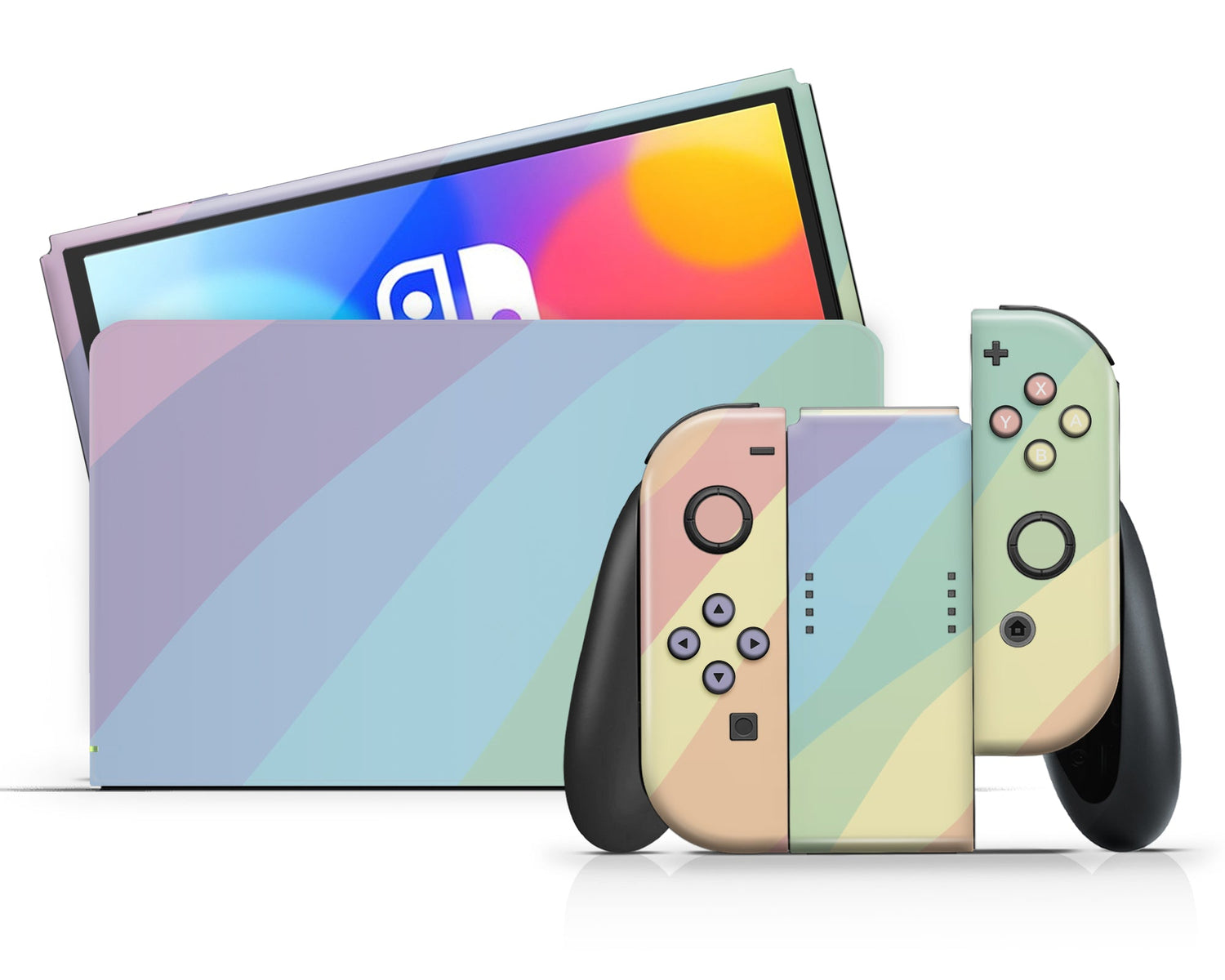 Lux Skins Nintendo Switch OLED LGBT Rainbow Full Set +Tempered Glass Skins - Art Pride Series Skin