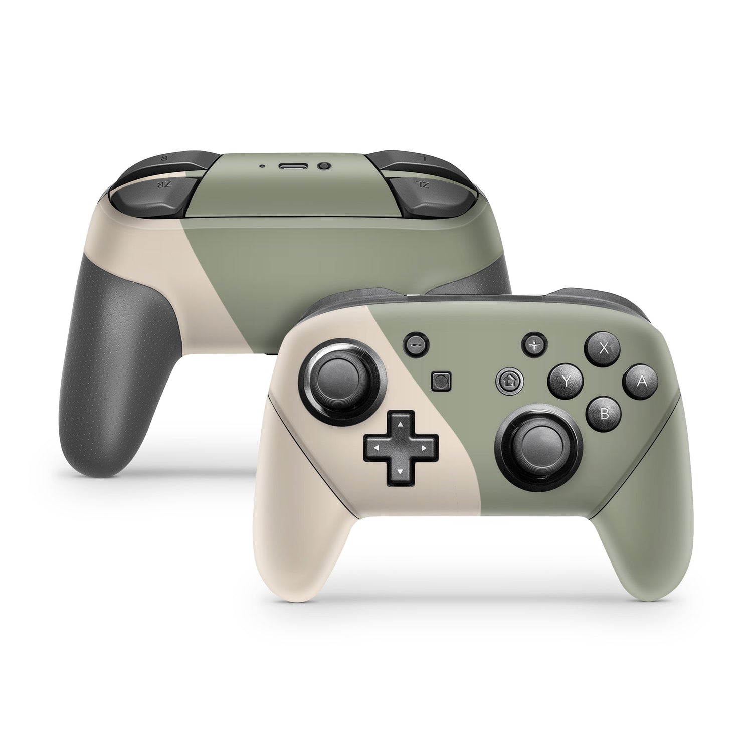 Lux Skins Nintendo Switch Pro Two Tone Wild Sage Green CreamSkins - Solid Colours Colour Blocking Skin